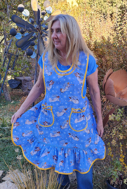 Aunt Rosie blue angels ruffle apron